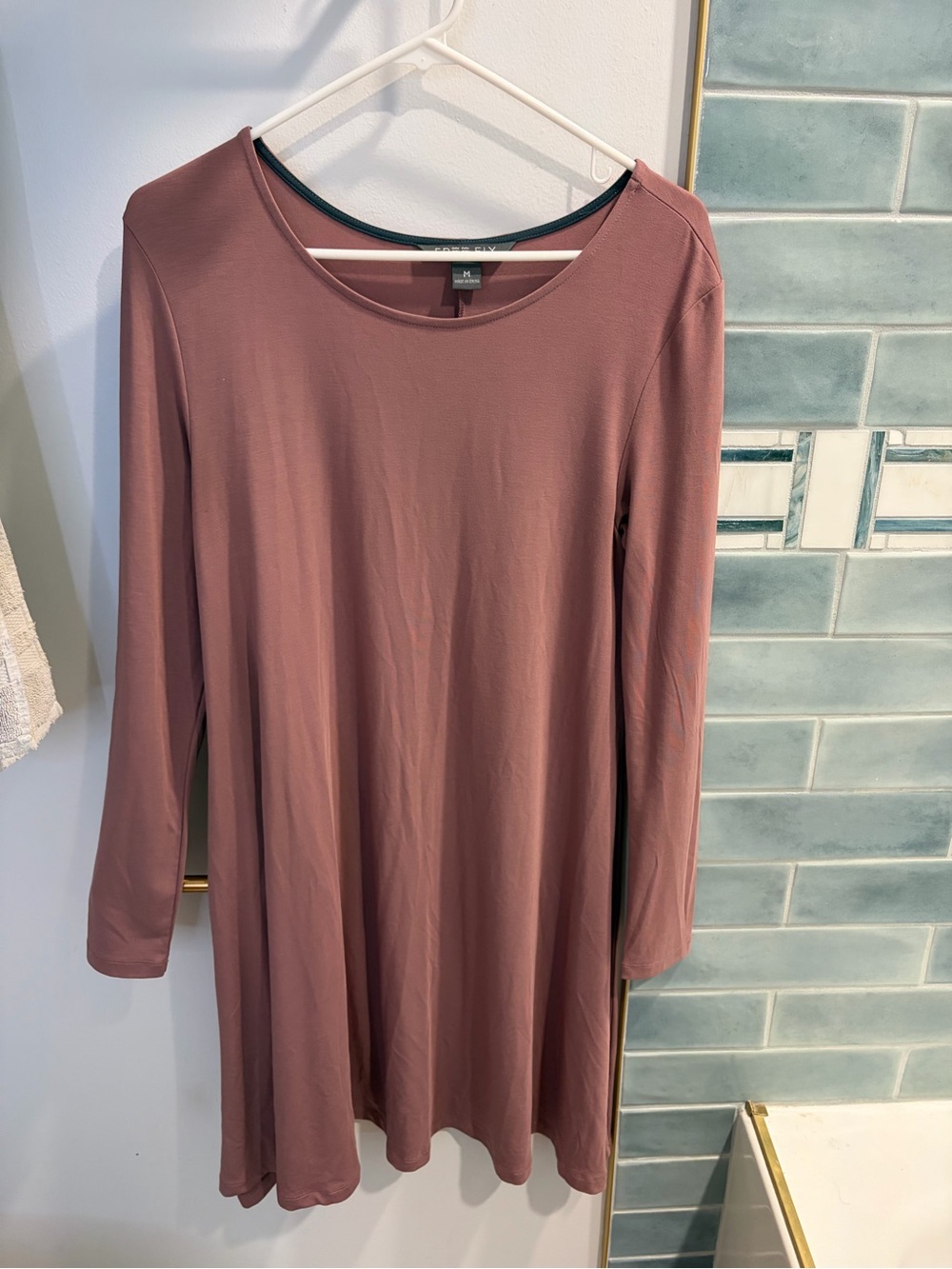 Free Fly Apparel Long Sleeve Swing Dress in Mauve - Size M
